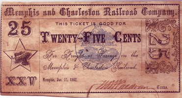 G1395 25c Memphis & Charelston RR.